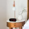 Radio réveil grand affichage écran 1.8'', Radio FM , Dual alarme, Led Rouge 1 port USB intégré pour la charge Noir