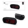 Radio réveil grand affichage écran 1.8'', Radio FM , Dual alarme, Led Rouge 1 port USB intégré pour la charge Noir