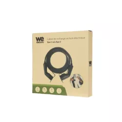Câble de recharge pour les voitures électriques, type T2, monophasé 32A/7,2kW, IP54, longueur de 5m, noir