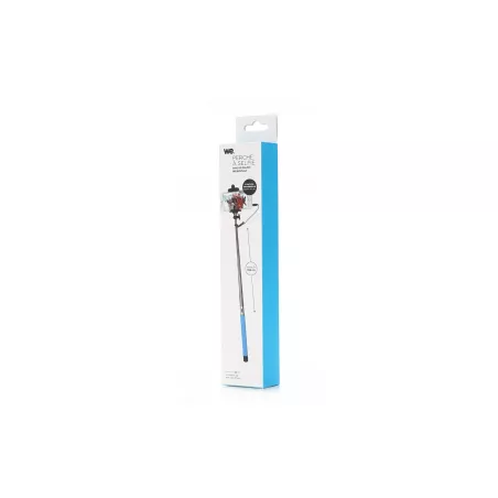 Bras Selfie bleu longueur: 22.5 à 100.5cm compatible IOS 4.0 / Android 3.0 Connexion port Jack / bouton phot