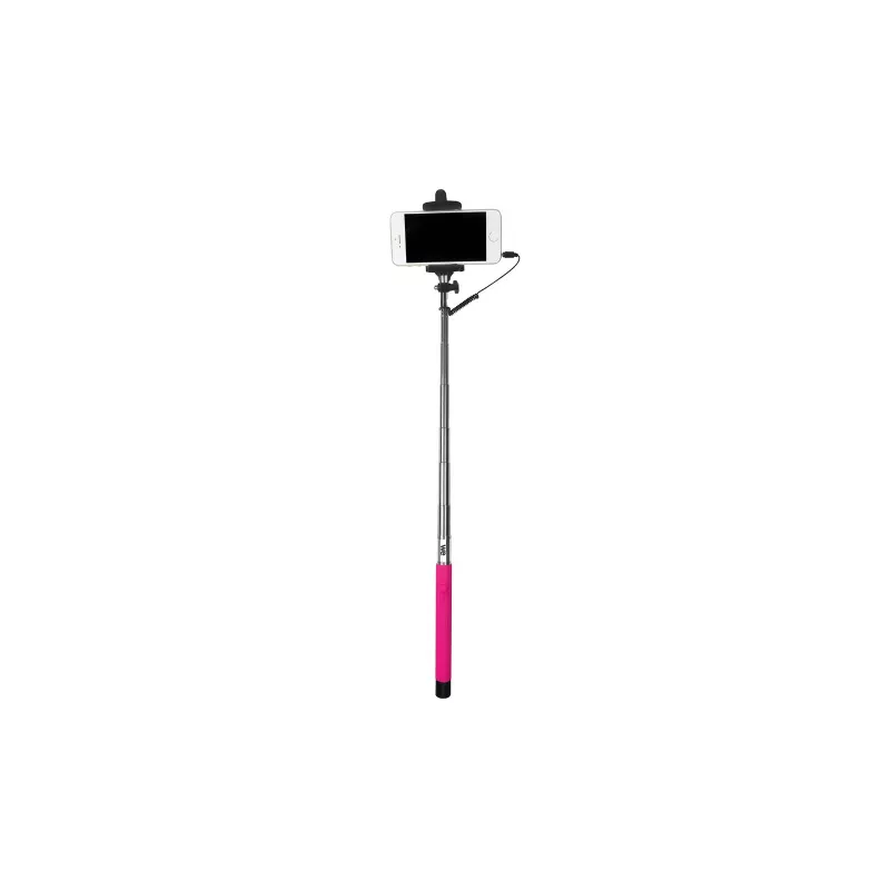 Bras Selfie fushia longueur: 22.5 à 100.5cm compatible IOS 4.0 / Android 3.0 Connexion port Jack / bouton phot