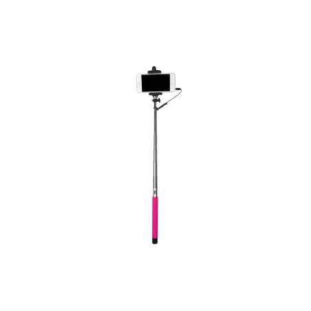 Bras Selfie fushia longueur: 22.5 à 100.5cm compatible IOS 4.0 / Android 3.0 Connexion port Jack / bouton phot