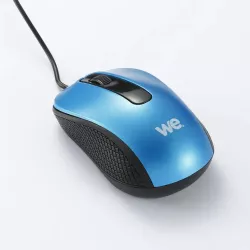 Souris filaire WE 1200DPI , USB, longeur câble 1.5m finition métalliq bleue