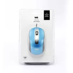 Souris filaire WE 1200DPI , USB, longeur câble 1.5m finition métalliq bleue