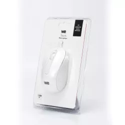 Souris filaire WE 1200DPI , USB, longeur câble 1.5m finition métallique blanche