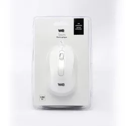 Souris filaire WE 1200DPI , USB, longeur câble 1.5m finition métallique blanche
