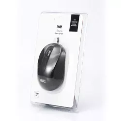 Souris filaire WE 1200DPI , USB, longeur câble 1.5m finition métallique noire