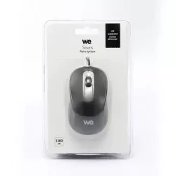 Souris filaire WE 1200DPI , USB, longeur câble 1.5m finition métallique noire