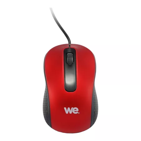 Souris filaire WE 1200DPI , USB, longeur câble 1.5m finition métallique Bordeaux