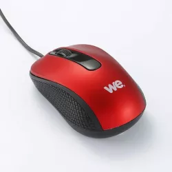 Souris filaire WE 1200DPI , USB, longeur câble 1.5m finition métallique Bordeaux
