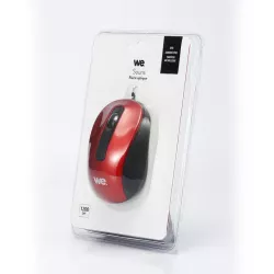 Souris filaire WE 1200DPI , USB, longeur câble 1.5m finition métallique Bordeaux