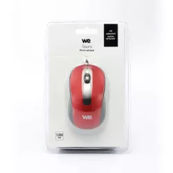 Souris filaire WE 1200DPI , USB, longeur câble 1.5m finition métallique Bordeaux