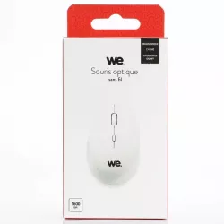 Souris sans fil optique WE - Nano Dongle USB - connexion 2.4 GHz - 800/1200/1600 DPI, couleur blanche
