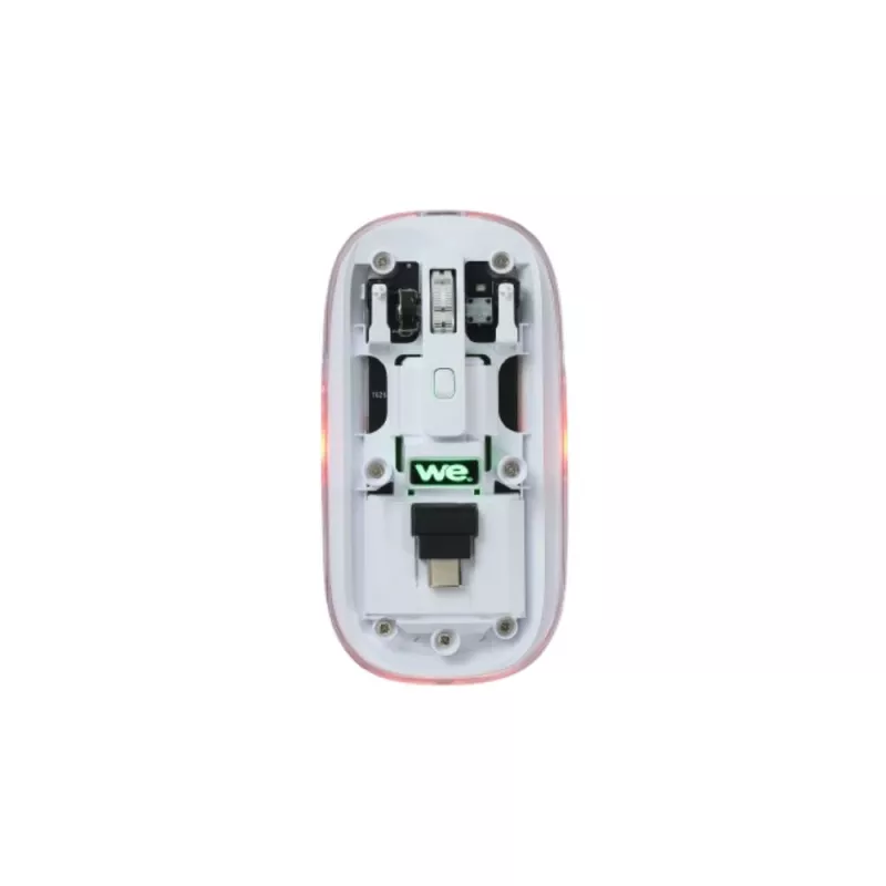 Souris WE sans-fil, double connexion BT et 2.4GHz en USB-C, DPI réglable 800-1200-1600, batterie rechargeable, blanc