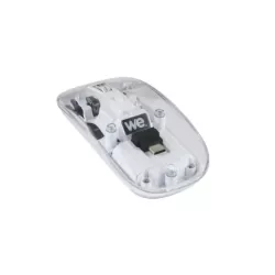 Souris WE sans-fil, double connexion BT et 2.4GHz en USB-C, DPI réglable 800-1200-1600, batterie rechargeable, blanc