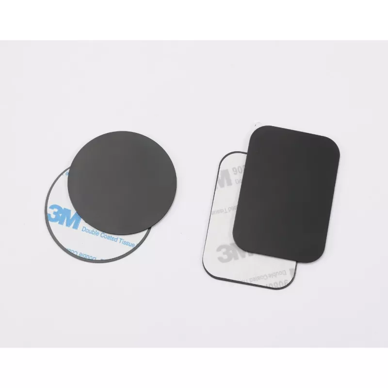 Pack de 2 Plaques métalliques - Fixation magnétique de support voiture - Noir