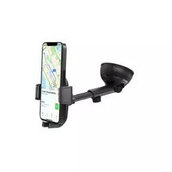WE Support voiture universel : Fixation ventouse tableau de bord + pare-brise - bras extensible - pince avec 3 points de…