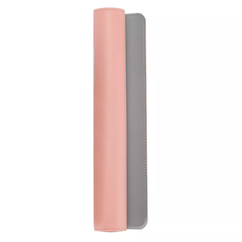 Tapis de souris XXL en PU réversible, rose et gris.