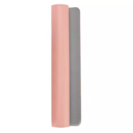Tapis de souris XXL en PU réversible, rose et gris.