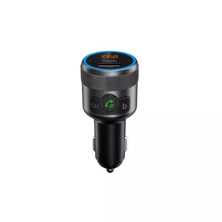 Transmetteur FM Bluetooth V5.1 avec port USB (QC 3.0 18W) et USB-C (PD24W) , finition métallique