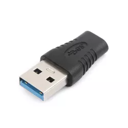 WE Adaptateur USB-C femelle/USB mâle - USB 3.2 gen 1 - Transferts 5Gbps - Charge 9V/2A - coloris noir