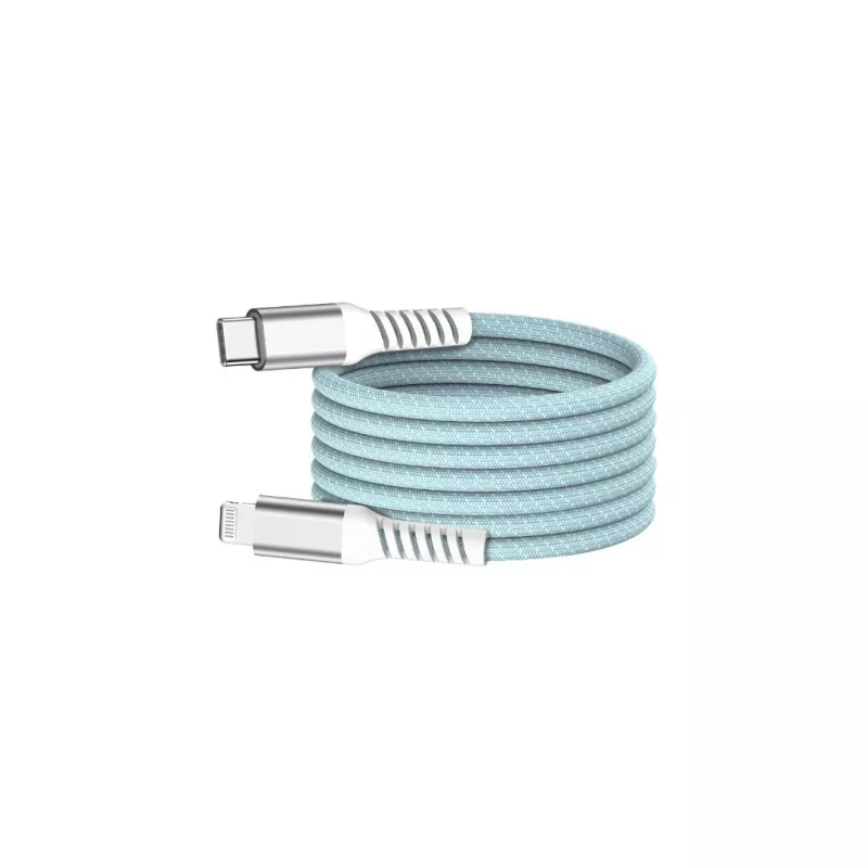 Câble USB-C/Lightning magnétique, USB2,0 - 9V/3A/27W, 1mètre bleu