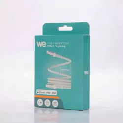 Câble USB-C/Lightning magnétique, USB2,0 - 9V/3A/27W, 1mètre blanc
