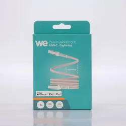Câble USB-C /Lightning magnétique, USB2,0 - 9V/3A/27W, 1mètre rose