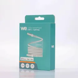 Câble USB-C/Lightning magnétique, USB2,0 - 9V/3A/27W, 2 mètres blanc