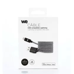 Câble USB-C/Lightning nylon tressé 1m - noir & blanc Charge rapide Connecteurs en métal