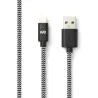 Câble USB-C/Lightning nylon tressé 1m - noir & blanc Charge rapide Connecteurs en métal