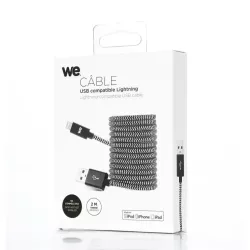 Câble USB-C/Lightning nylon tressé 2m - noir & blanc Charge rapide Connecteurs en métal