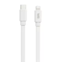 WE Câble USB-C/Lightning mâle/mâle plat 1m - blanc