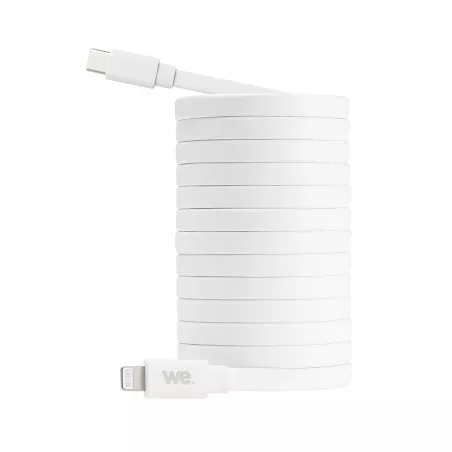 WE Câble USB-C/Lightning mâle/mâle plat 2m - blanc