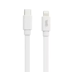 WE Câble USB-C/Lightning mâle/mâle plat 2m - blanc