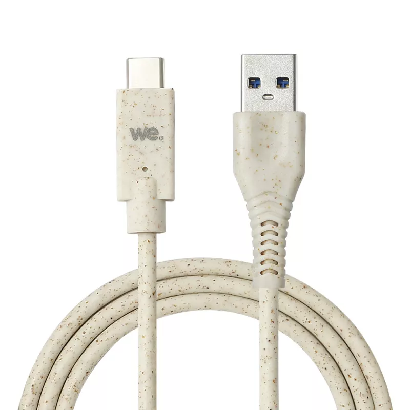 Câble USB-C/USB A biosourcé avec 30% de matières recyclées - 1m - Packaging écoconçu