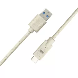 Câble USB-C/USB A biosourcé avec 30% de matières recyclées - 1m - Packaging écoconçu