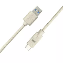 Câble USB-C/USB A biosourcé avec 30% de matières recyclées - 2m - Packaging écoconçu
