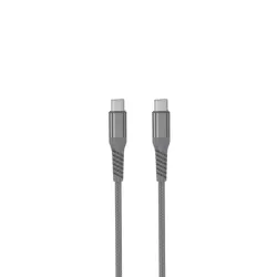 Câble USB-C/USB-C mâle/mâle 1m - charge 60W (3A/20V) USB 2.0 avec cordon en nylon + kevlar 400D - anthracite