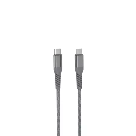 Câble USB-C/USB-C mâle/mâle 1m - charge 60W (3A/20V) USB 2.0 avec cordon en nylon + kevlar 400D - anthracite