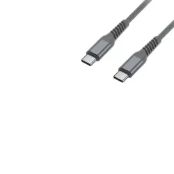 Câble USB-C/USB-C mâle/mâle 1m - charge 60W (3A/20V) USB 2.0 avec cordon en nylon + kevlar 400D - anthracite