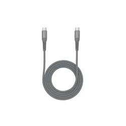 Câble USB-C/USB-C mâle/mâle 1m - charge 60W (3A/20V) USB 2.0 avec cordon en nylon + kevlar 400D - anthracite