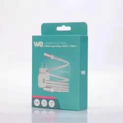 Câble USB-C/USB-C magnétique, USB2,0 - 20V/3A/60W, 1mètre blanc