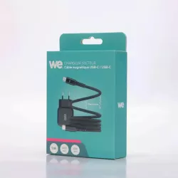 Câble USB-C/USB-C magnétique, USB2,0 - 20V/3A/60W, 1mètre noir