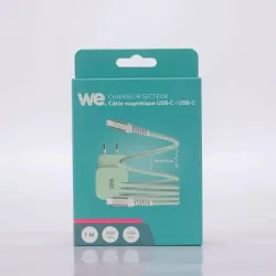 Câble USB-C/USB-C magnétique, USB2,0 - 20V/3A/60W, 1mètre vert