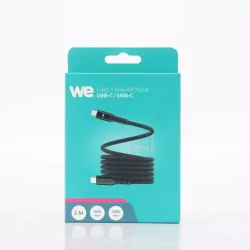 Câble USB-C/USB-C magnétique, USB2,0 - 20V/3A/60W, 2 mètres Noir