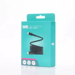 Câble USB-C/USB-C magnétique, USB2,0 - 20V/3A/60W, 2 mètres Noir