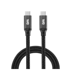 WE Câble USB-C mâle/USB-C mâle/mâle en nylon tressé 1m - USB 3.2 gen 1 - 3A - noir et blanc