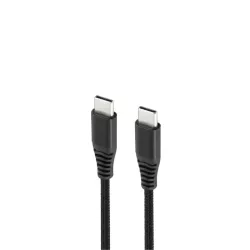 WE Câble USB-C mâle/USB-C mâle/mâle en nylon tressé 1.50m - Charge 100W - USB 2.0 - noir et blanc