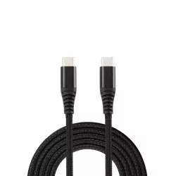 WE Câble USB-C mâle/USB-C mâle/mâle en nylon tressé 1.50m - Charge 100W - USB 2.0 - noir et blanc